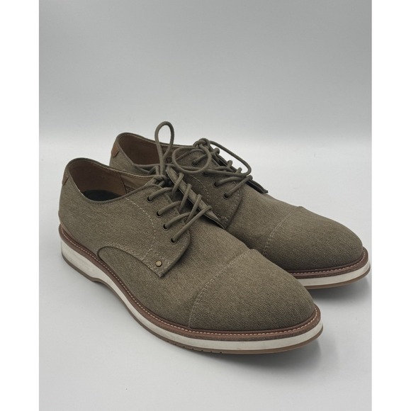 Crown Vintage Thade Oxford Men's 9W Taupe Khaki Canvas Cap Toe Dress Casua - Picture 1 of 10